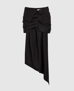 Off-White Black skirt of asymmetrical cut with drapery OWCU002S23FAB001
