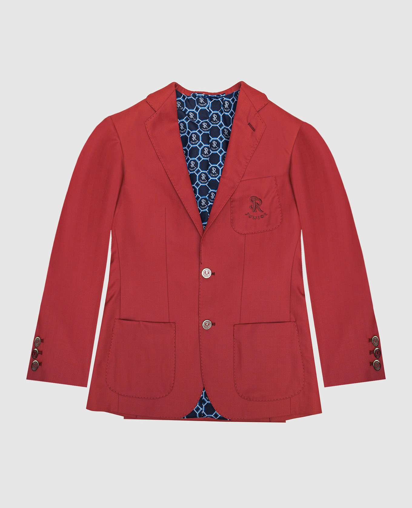 Children's red wool blazer with logo embroidery stefano ricci