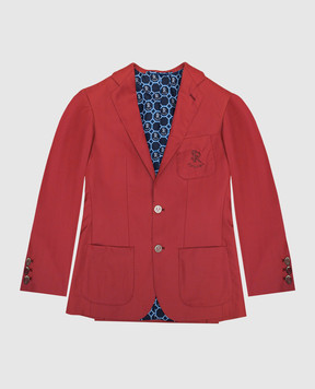 Stefano Ricci Children's red wool blazer with logo embroidery Y1RF376R00HC2975