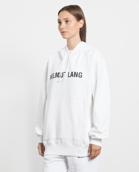 Helmut Lang White logo print hoodie L09HM521w