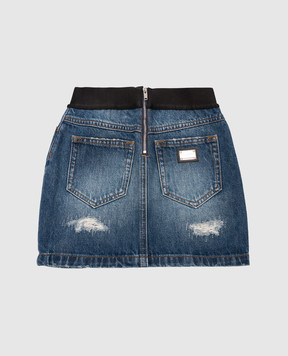 Dolce&Gabbana Children's blue denim skirt with logo L54I38LDB546