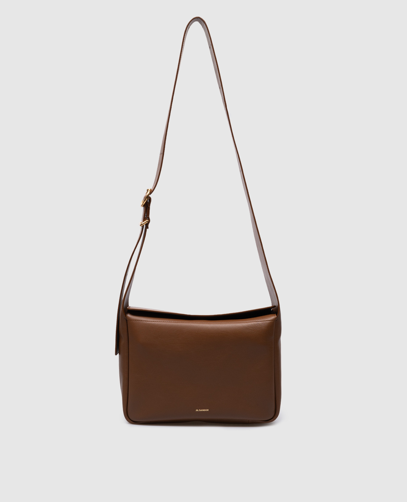 

Brown leather crossbody bag with logo Jil Sander, Коричневый