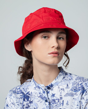 Vilebrequin Red panama with embroidered logo OOMC4493