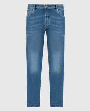 Brunello Cucinelli Blue jeans with logo patch M283PD3210