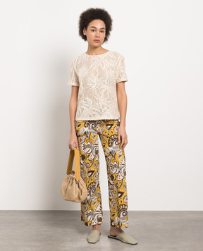 Max Mara Licia yellow flared pants in an abstract print LICIA