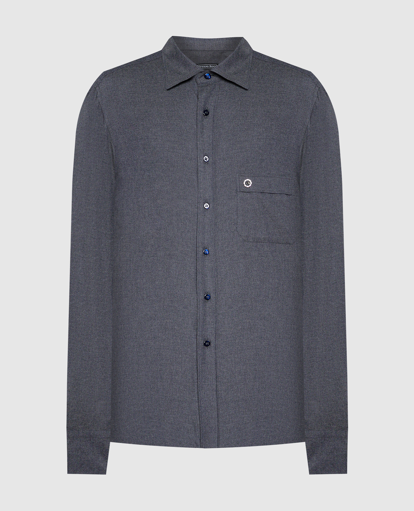 Gray shirt with metallic logo patch stefano ricci
