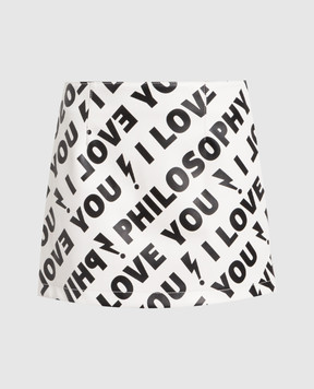 Philosophy di Lorenzo Serafini White skirt with I Love You Philosophy print A01165743