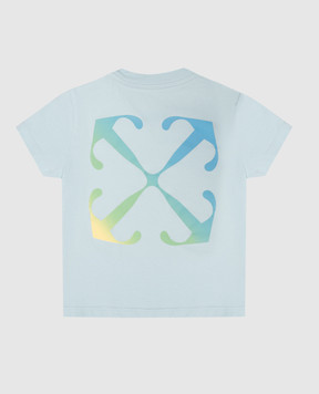 Off-White Children's blue t-shirt with logo print OBXB001S24JER001
