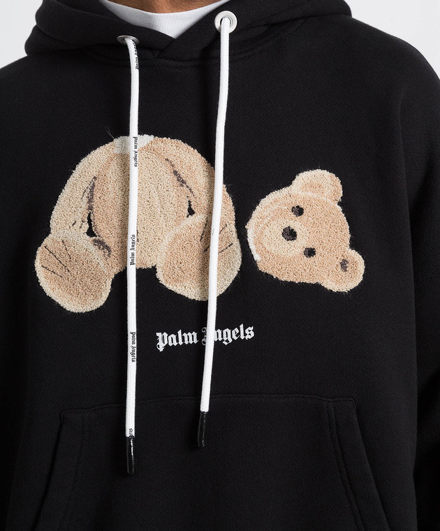 Palm Angels - Black embroidered hoodie Bear PMBB058C99FLE001
