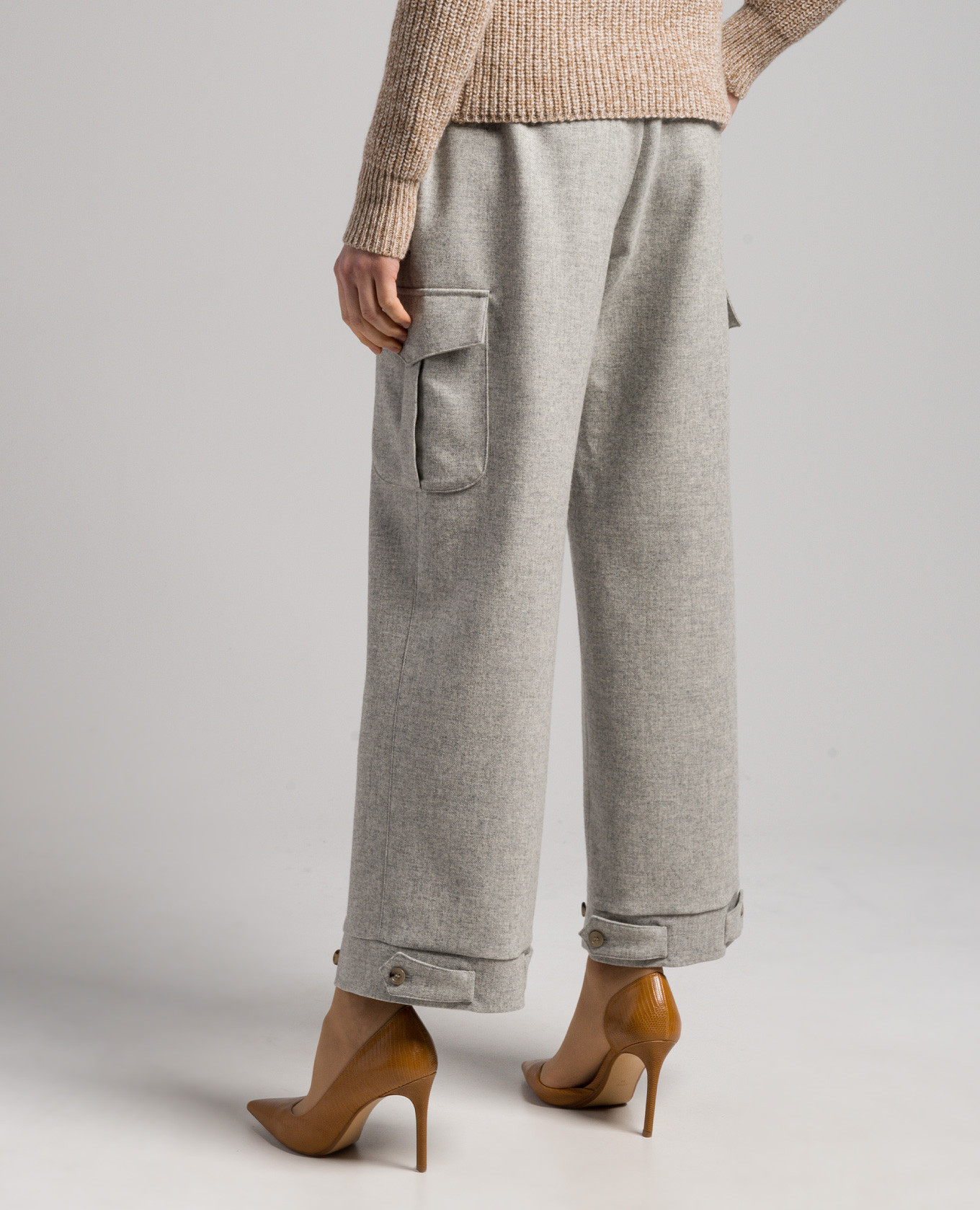 Gray melange wool cargo pants Ermanno Scervino 4