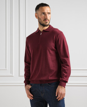 Cashmere&Whiskey Burgundy polo shirt made of wool 94394Z