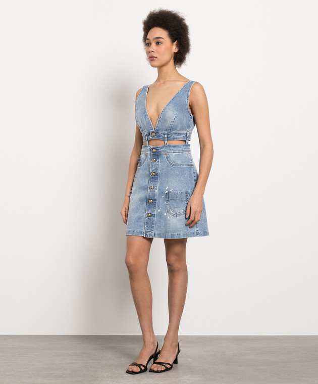 versace jeans couture denim dress Versace Jeans Couture Twigs Denim Mini Dress, Female, Blue, 38