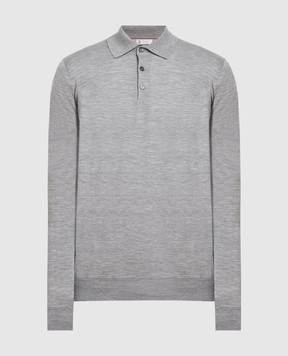 Brunello Cucinelli Gray wool and cashmere polo shirt M2400295