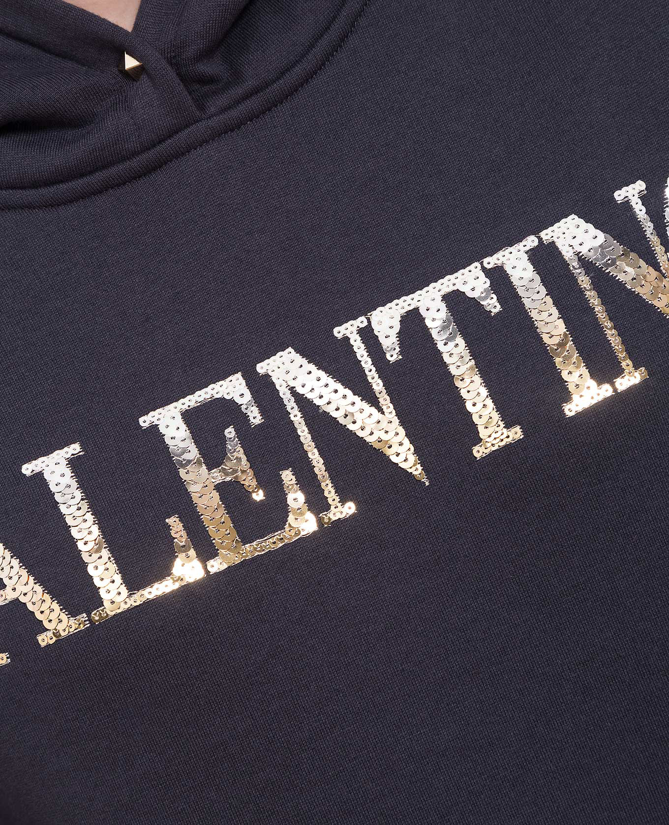 Navy hoodie with sequin logo Valentino 5