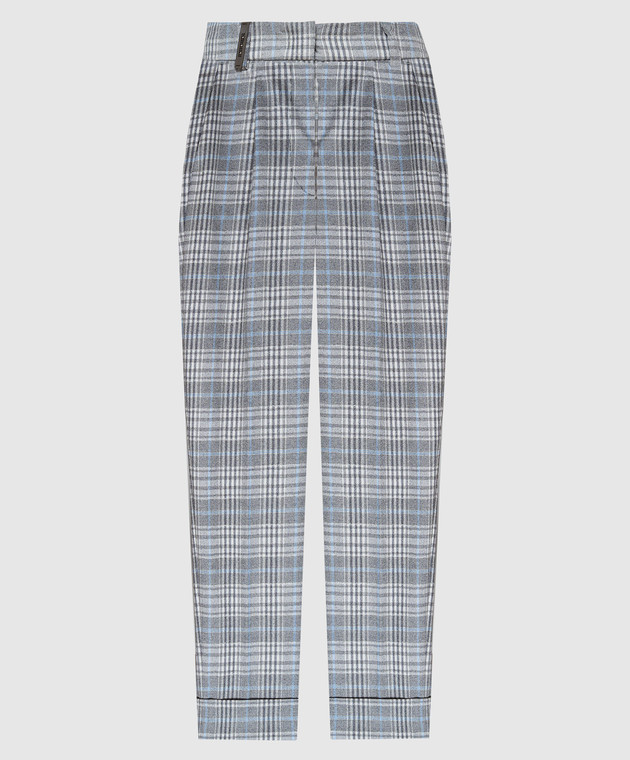 パンツ PESERICO Silk wool pants Peserico - Gray checkered wool pants P0462808331 - shop with