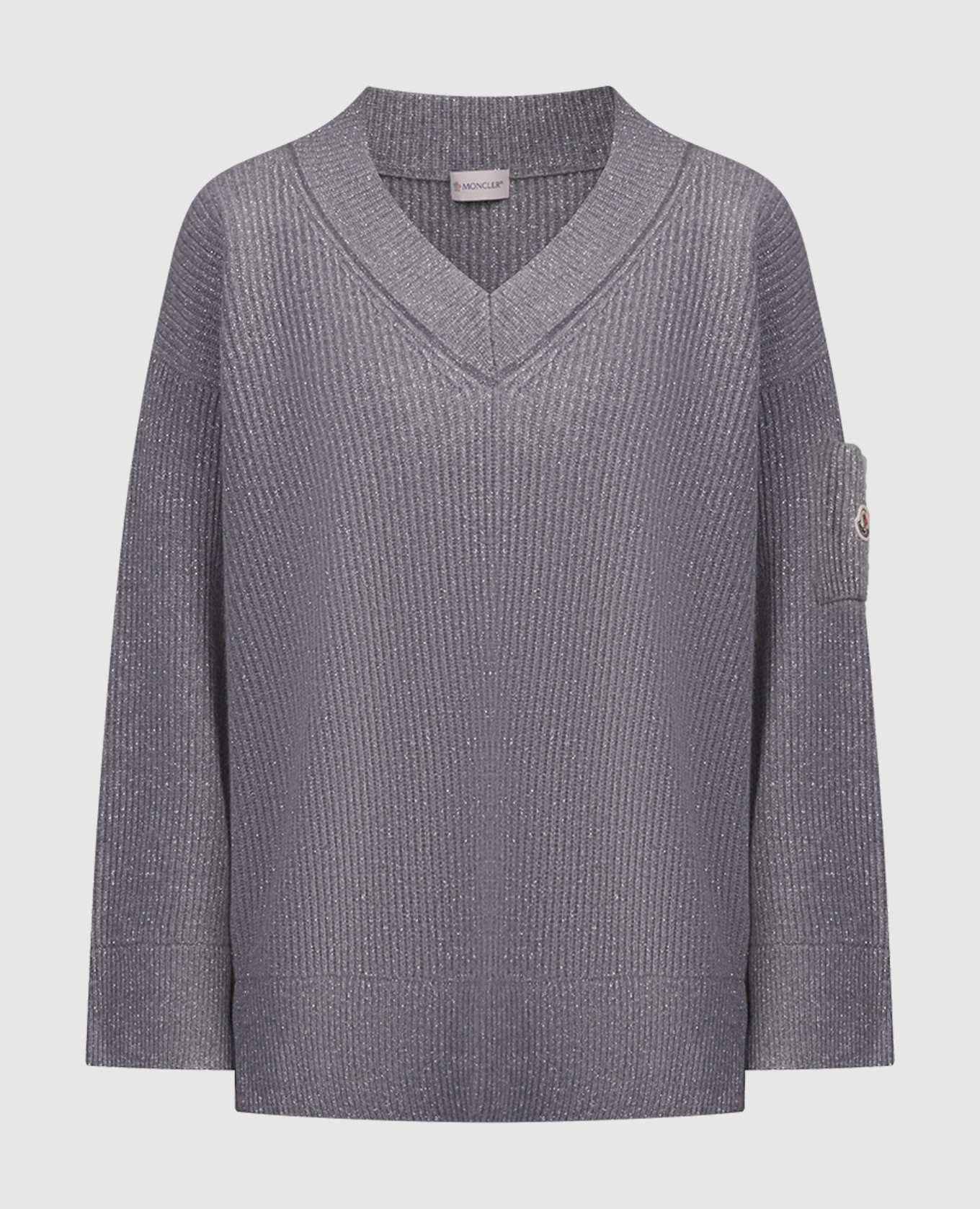 

Gray wool pullover with logo Moncler, Grey