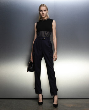 Alexander McQueen Blue cargo pants with a high rise 754576QJACF