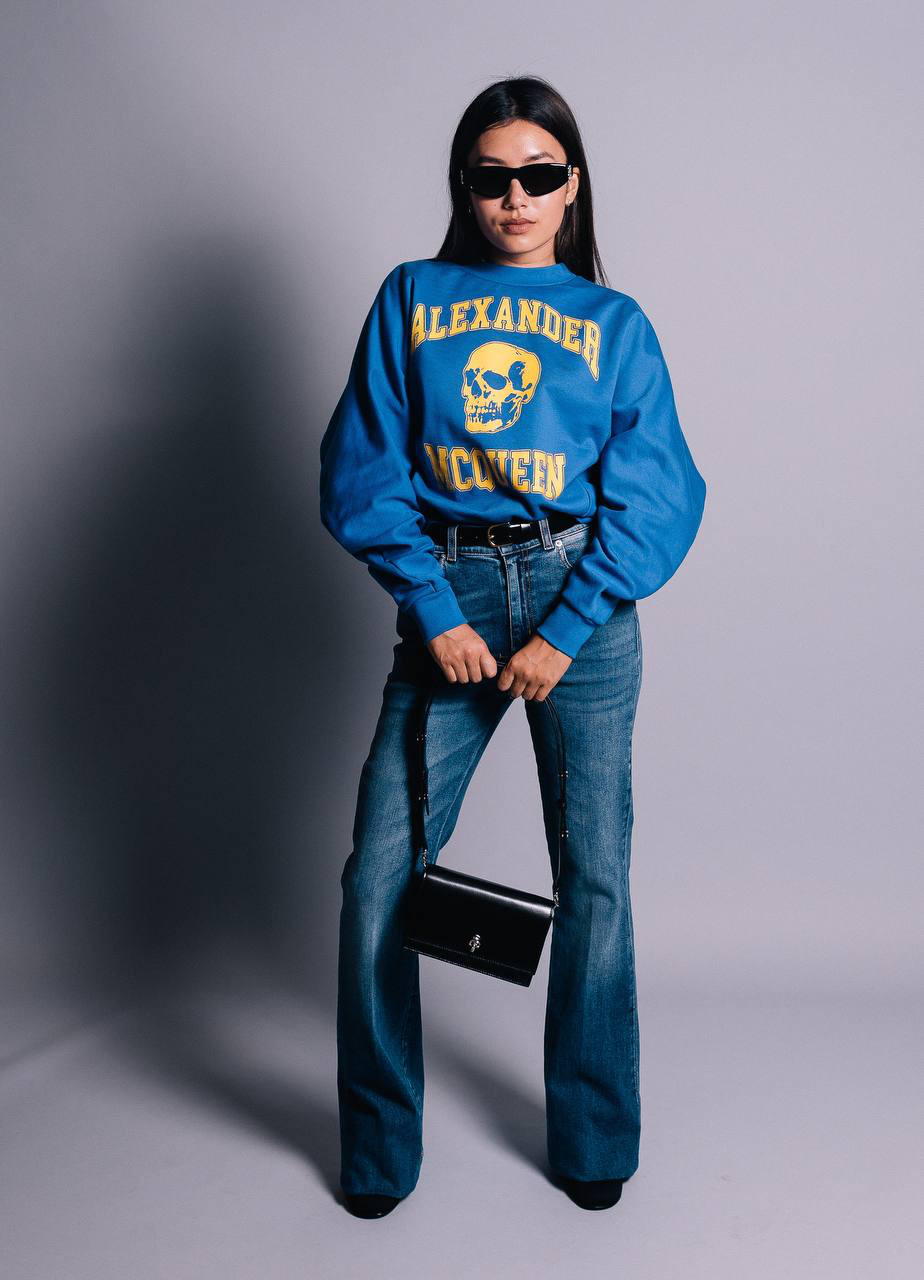 Blue sweatshirt with logo print Alexander McQueen 6