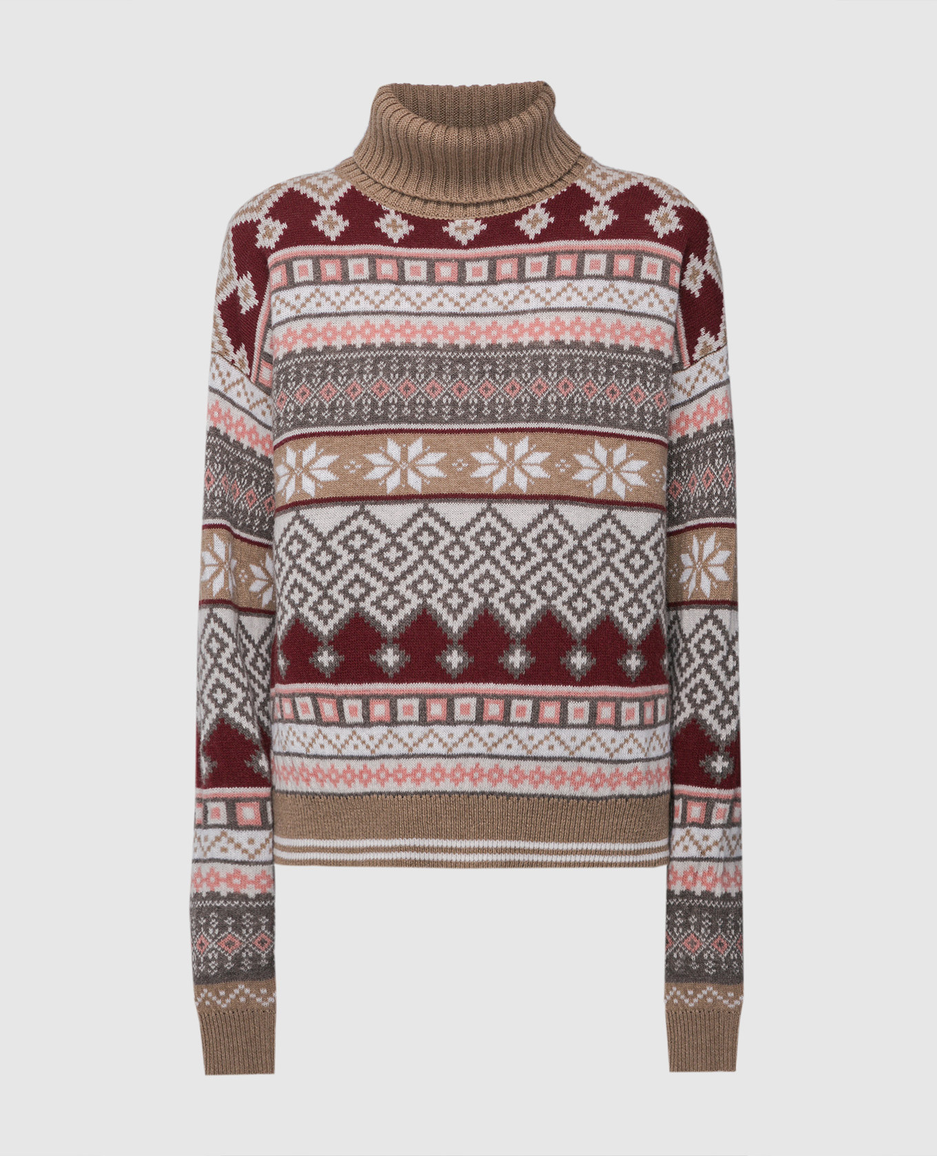 Brown wool jacquard sweater ballantyne