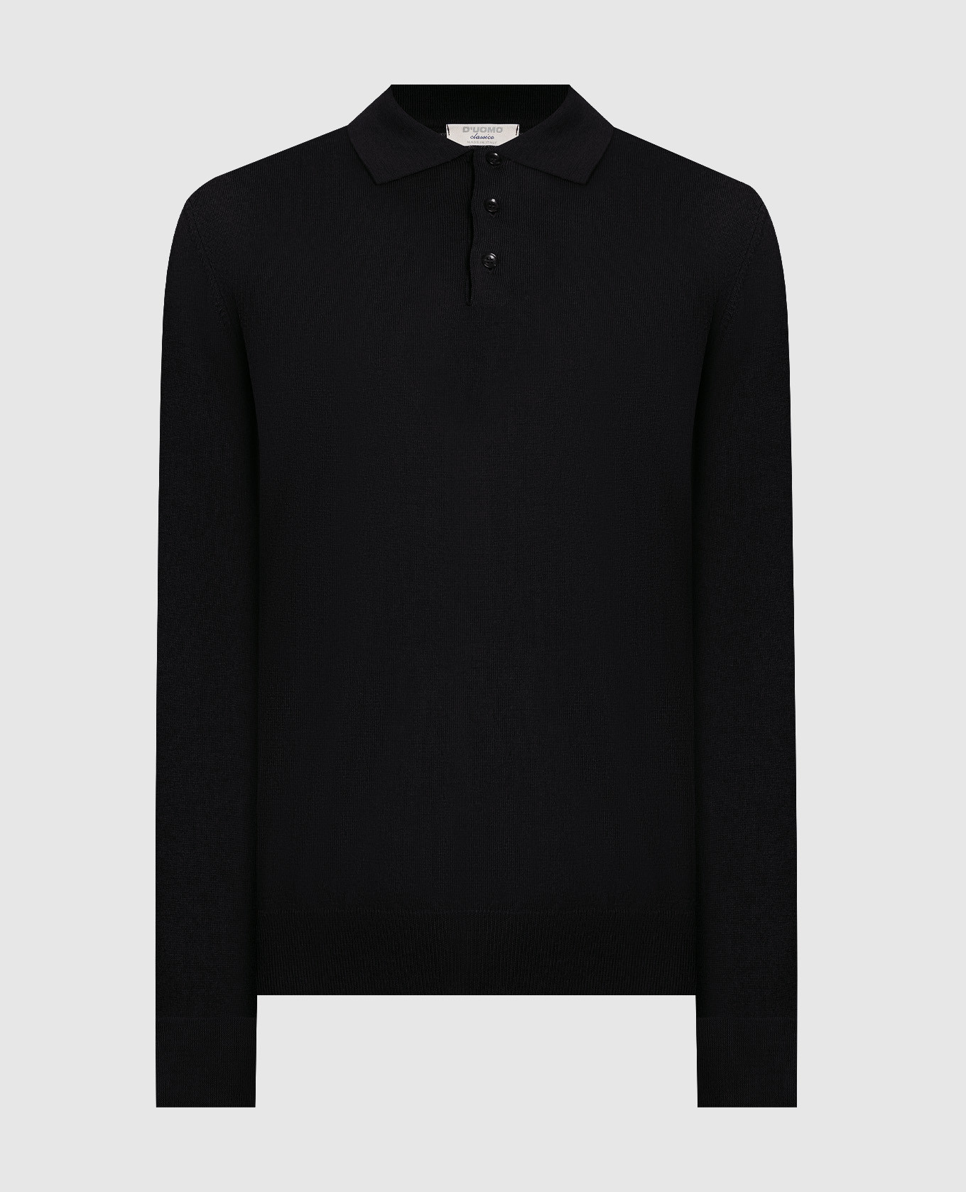 

Black merino wool polo shirt D'Uomo Milano
