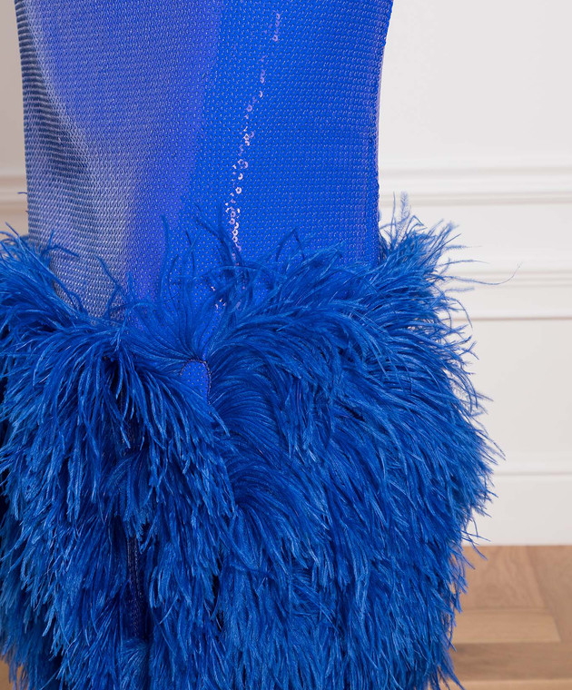 David Koma - Blue dress with sequins and ostrich feathers SS23DK53D - shop with Bulgaria delivery at Symbol David Koma - Blue dress with sequins and ostrich feathers SS23DK53D - shop with Bulgaria delivery at Symbol
