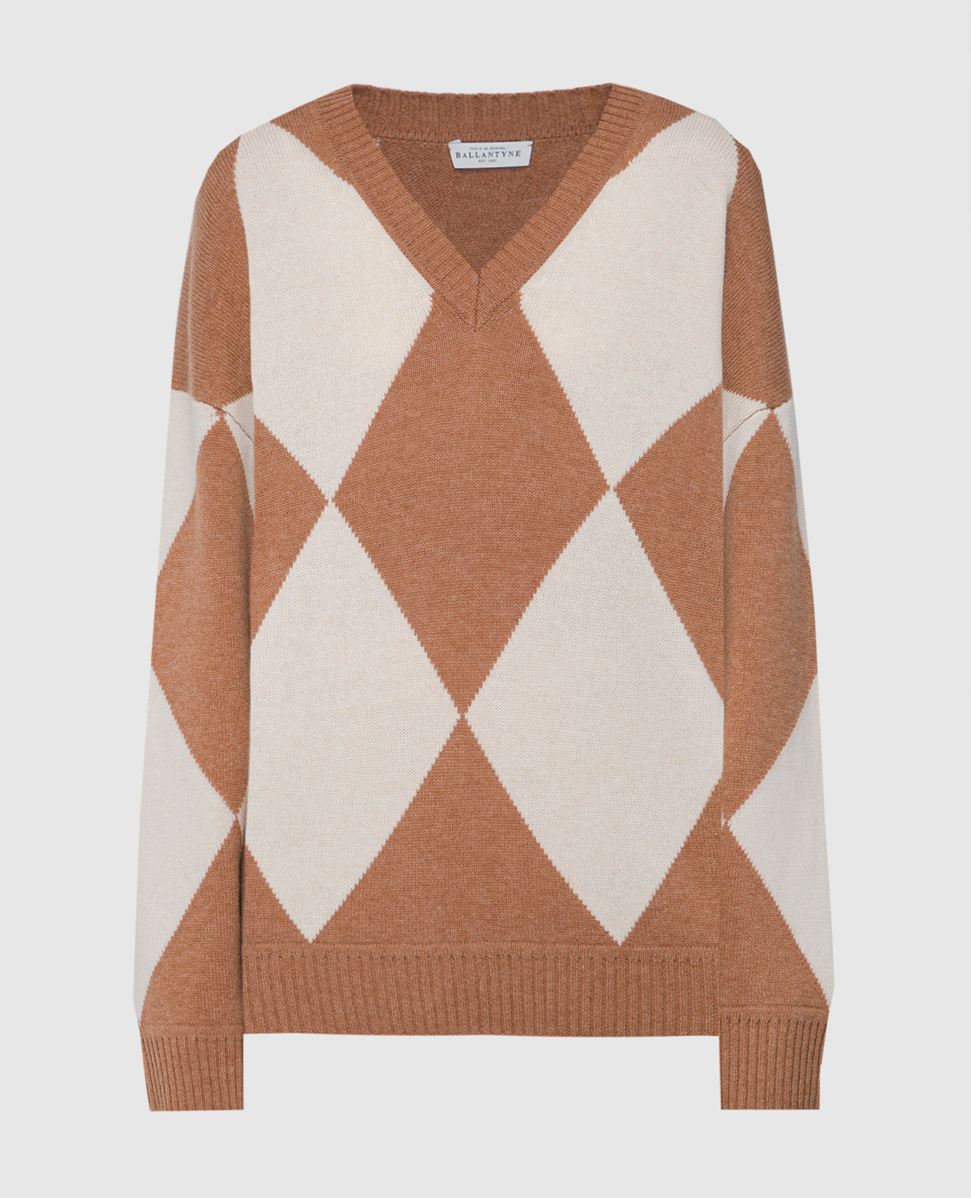 

Brown wool pullover with a geometric pattern Ballantyne