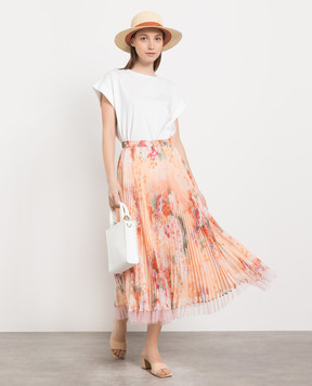 Twinset Orange skirt with pleating in a floral print 231TP2733