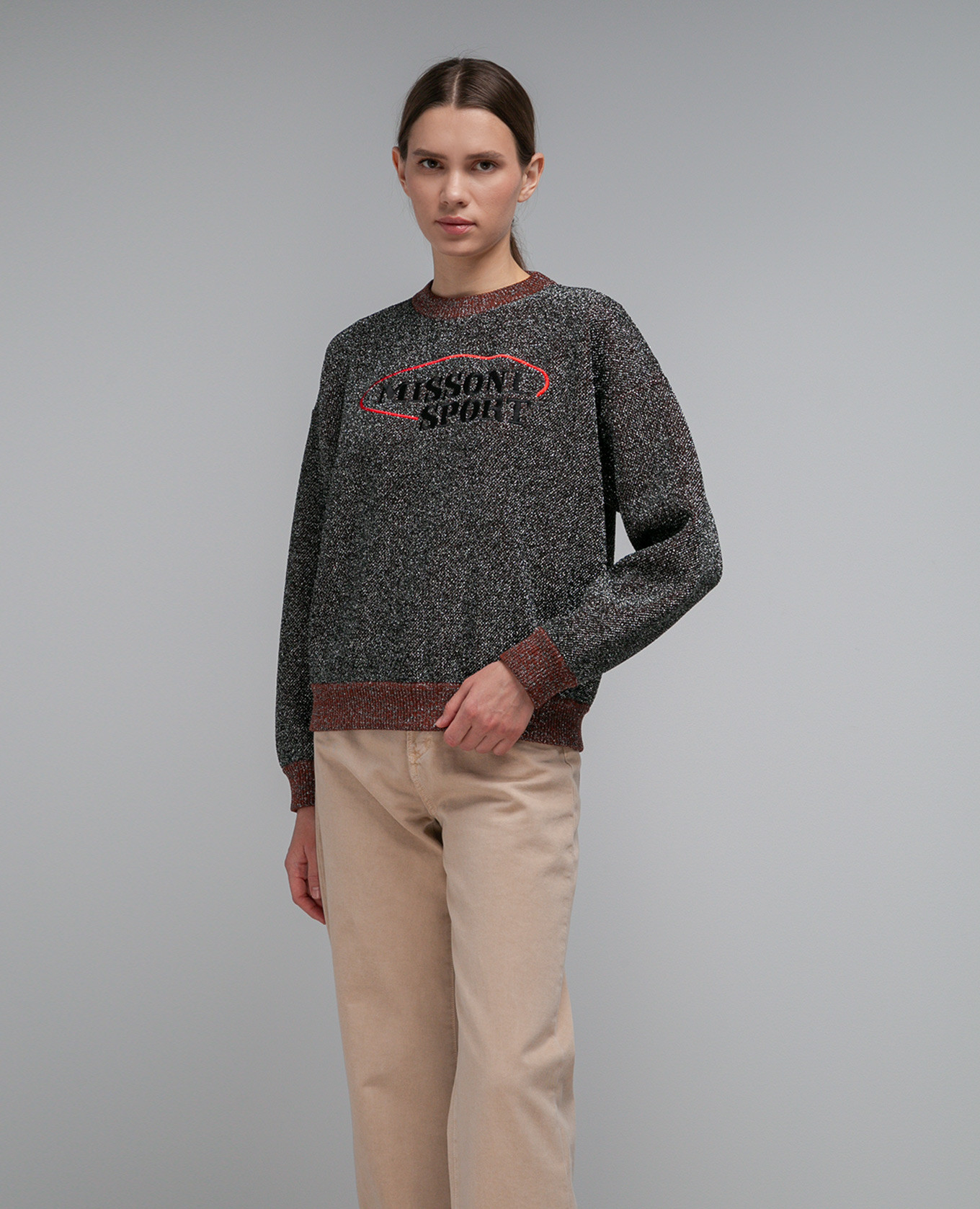 

Silver sweatshirt with lurex and logo embroidery Missoni