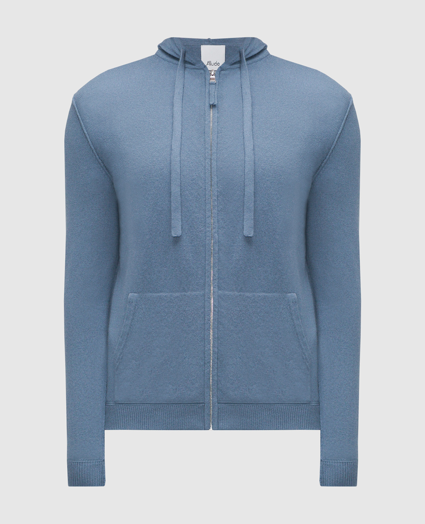 Blue wool and cashmere cardigan with inside-out effect allude