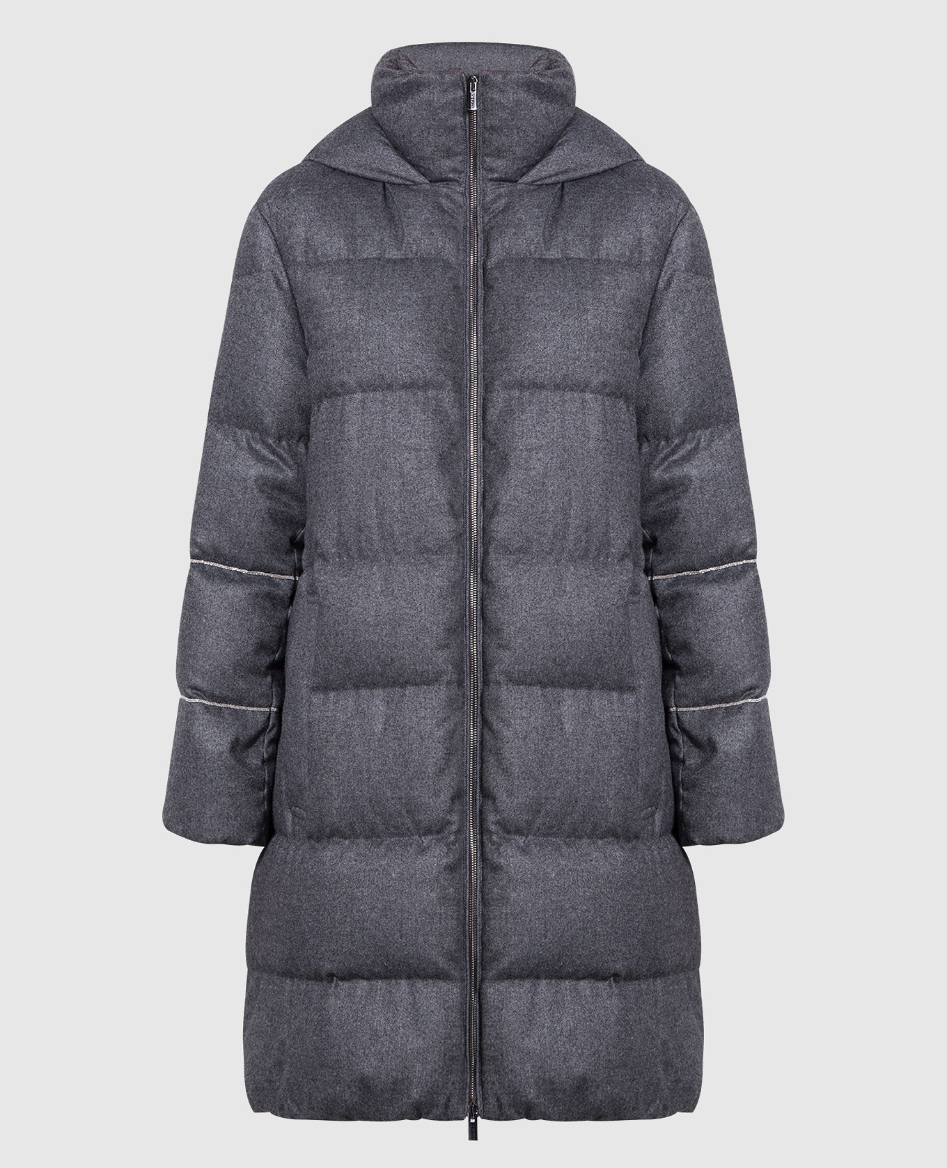 Gray down jacket with monil chain peserico