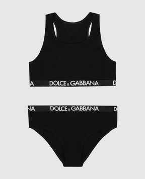 Dolce&Gabbana Children's black top and panties set L5J713FUGNE