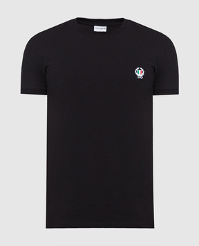 Dolce&Gabbana Black T-shirt with logo embroidery M8C03JFUECG
