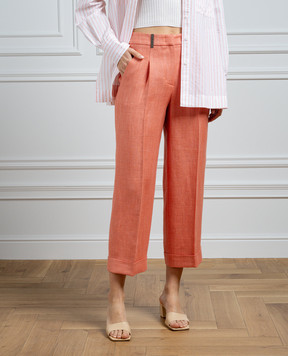 Peserico Orange pants with linen P0425802112