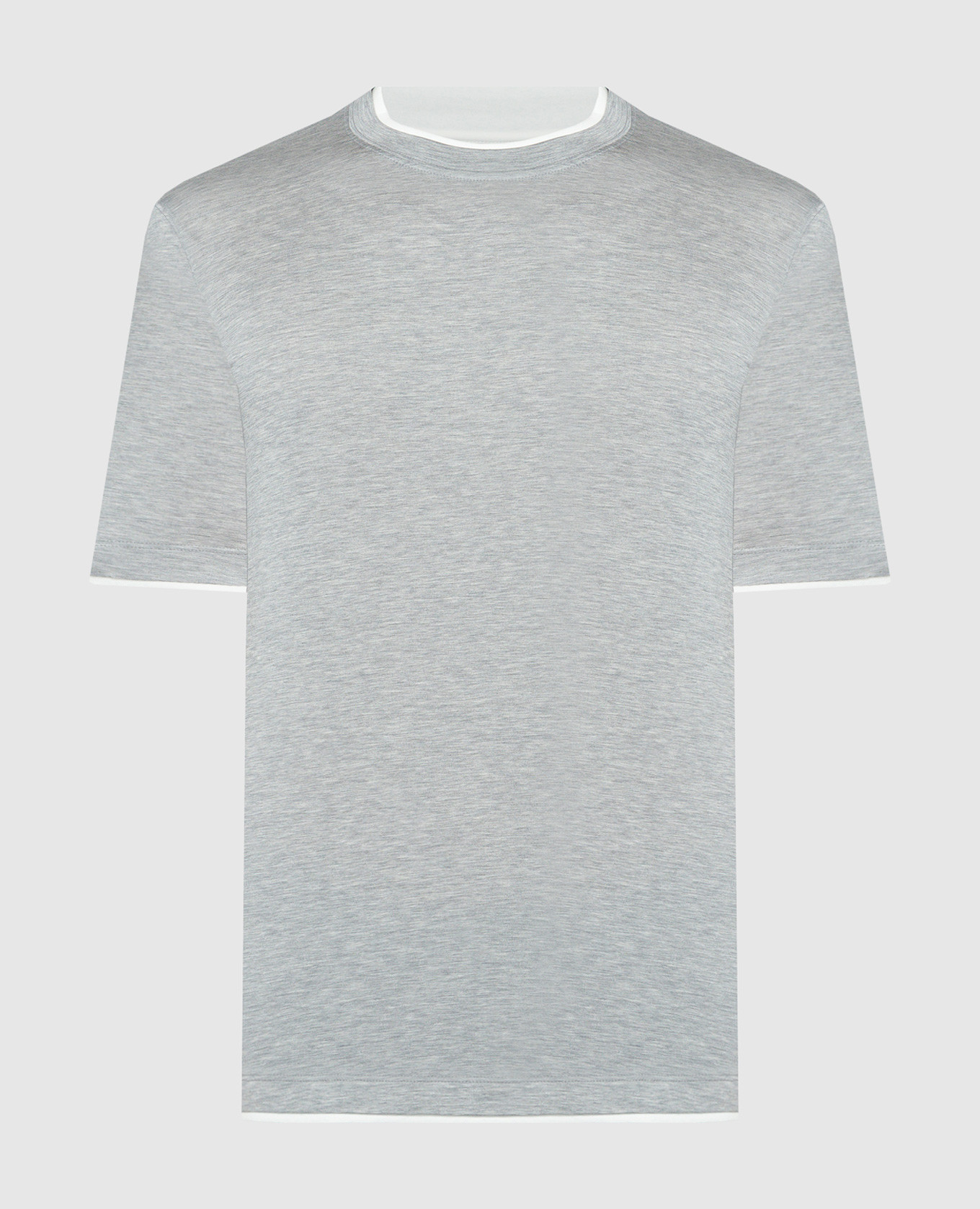

Gray melange t-shirt with layering effect Brunello Cucinelli, Grey