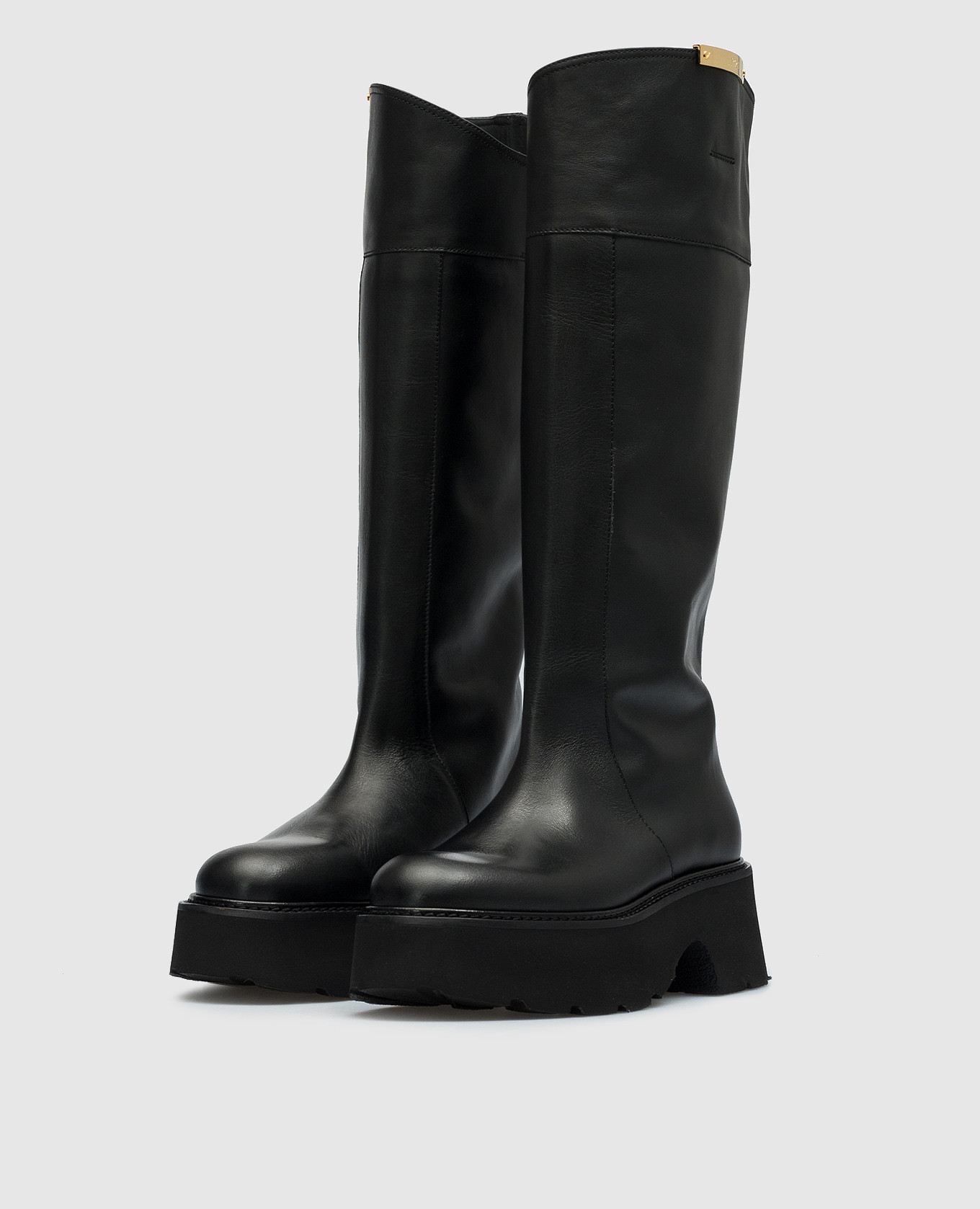 Black leather boots with logo N21 2