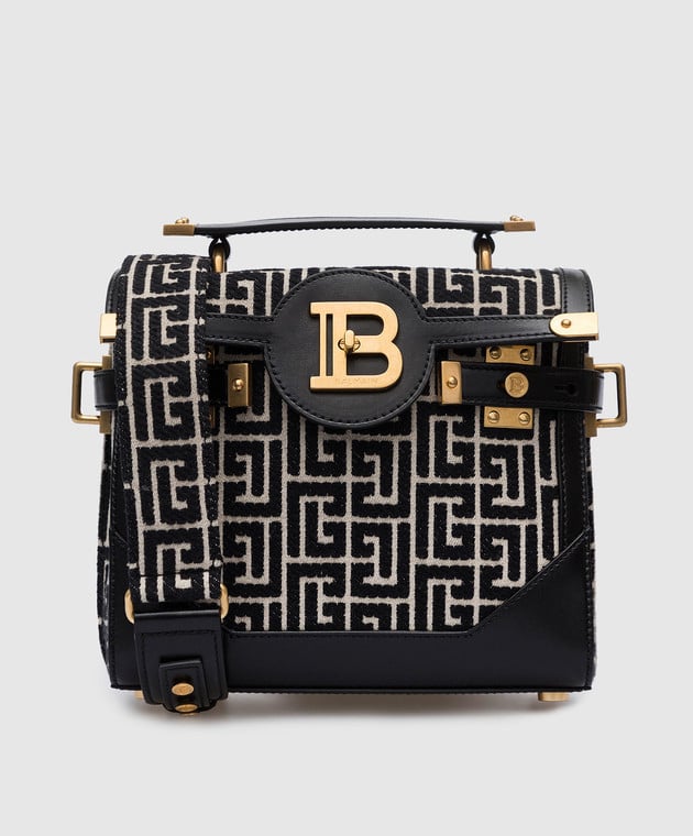 Balmain - B-Buzz 23 black satchel in monogram logo pattern YN1DB599TJGH -  buy with Luxembourg delivery at Symbol