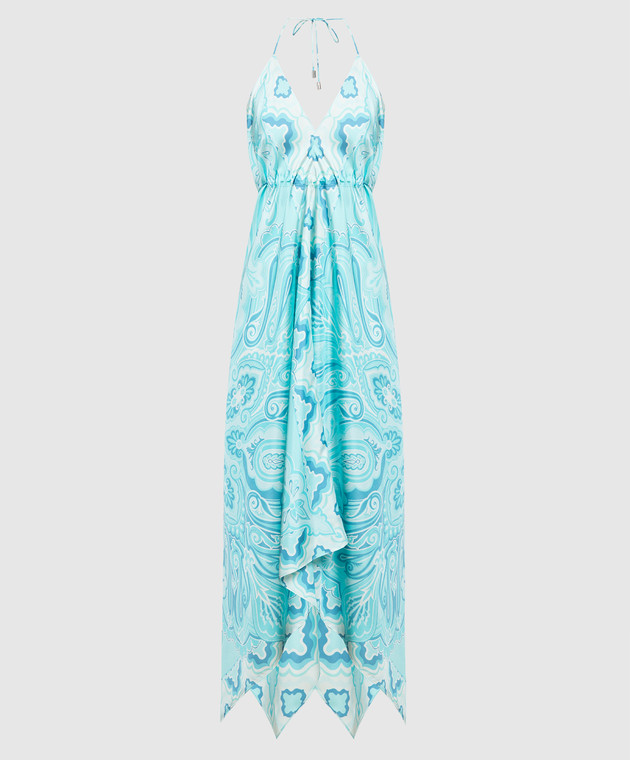 etro blue dress Etro | Blue Paisley-print Habotai Silk Tunic Short Dress | Women