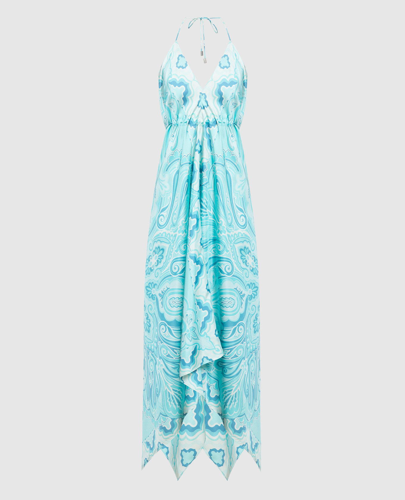 Blue paisley print silk dress Etro