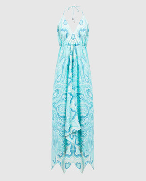 Etro Blue paisley print silk dress D126634641