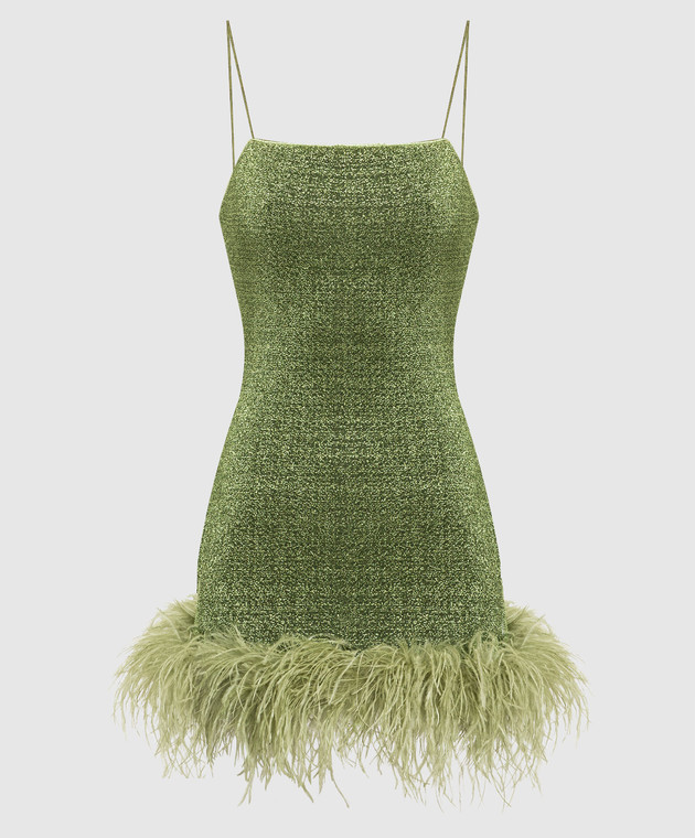 Oseree - Lumiere Plumage green dress with lurex and ostrich feathers  LDS238LUREXPLUMAGE - shop with European delivery at Symbol