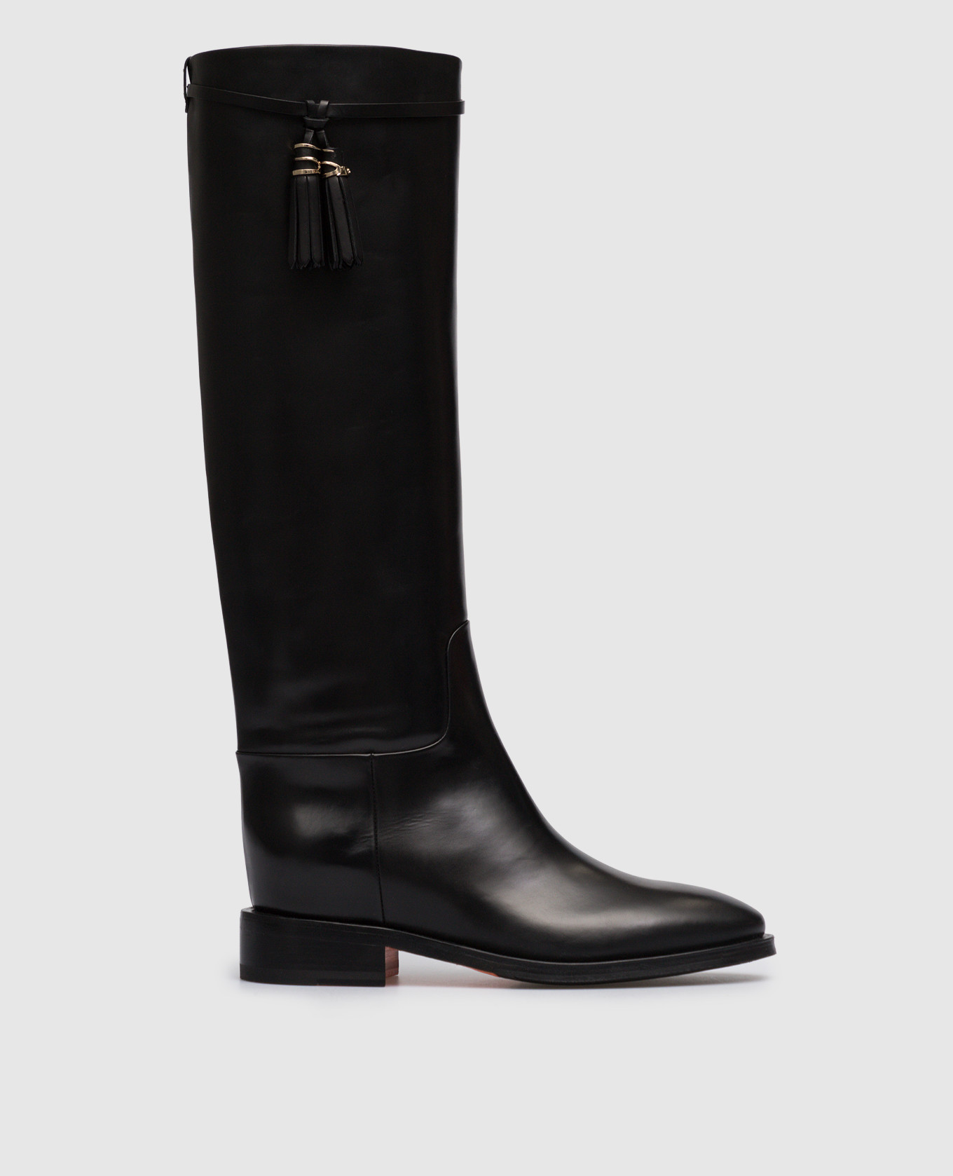 

Black leather boots Santoni, Черный