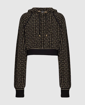 Balmain Black hoodie with lurex AF1JP031JF03