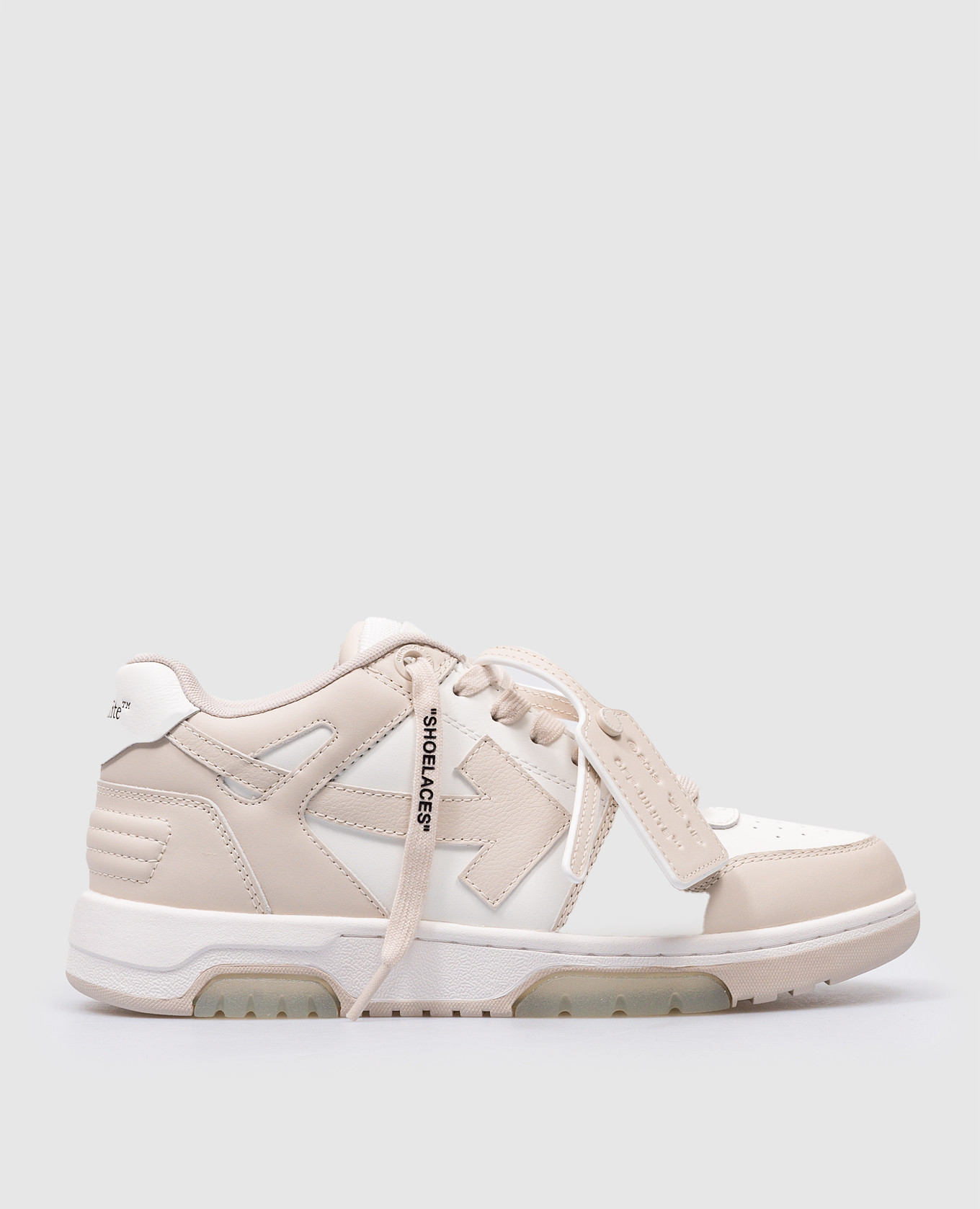 Off-White - Sneakers Out Of Office in pelle beige con logo Off-White - Sneakers Out Of Office in pelle beige con logo