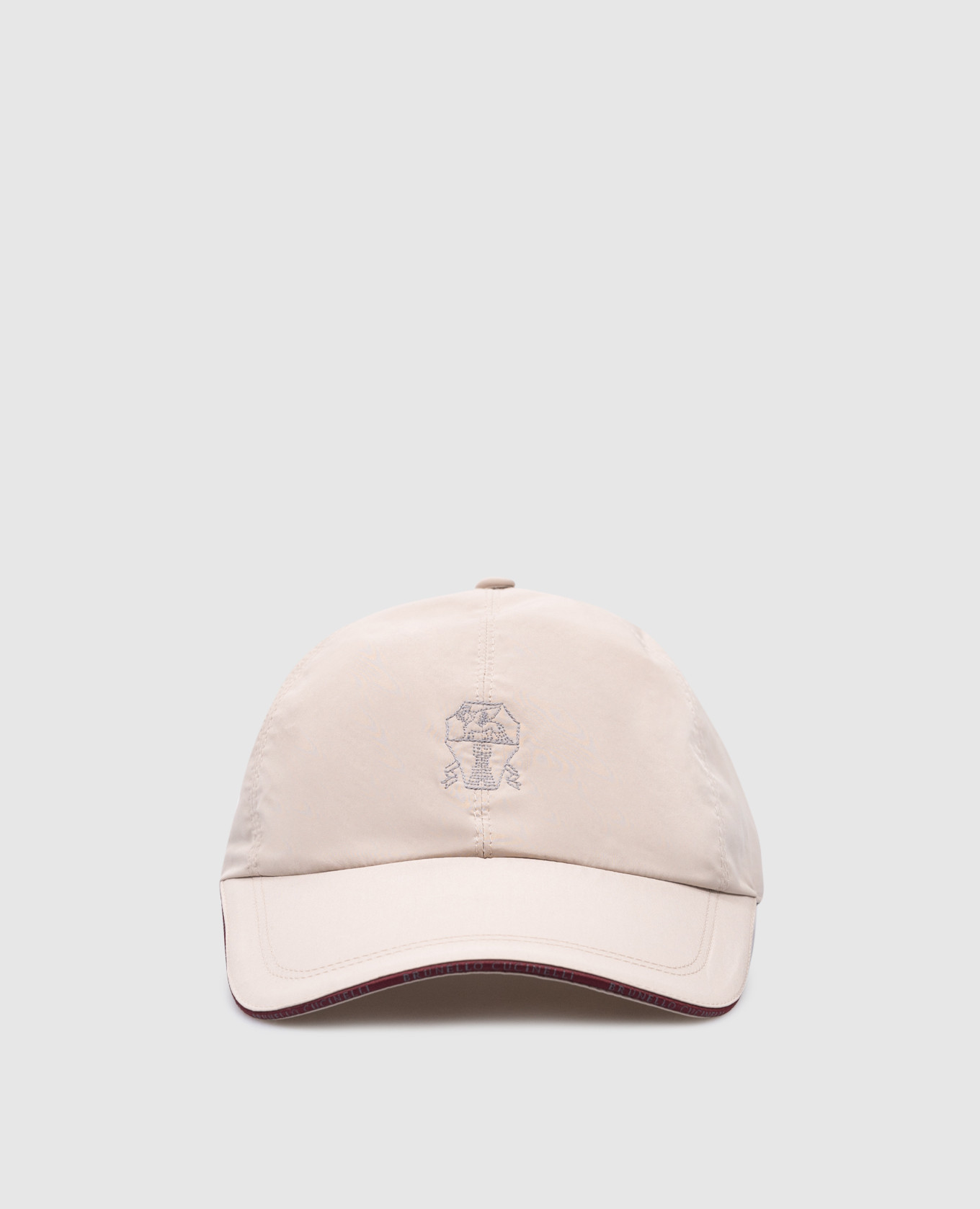 Beige cap with embroidered logo emblem brunello cucinelli