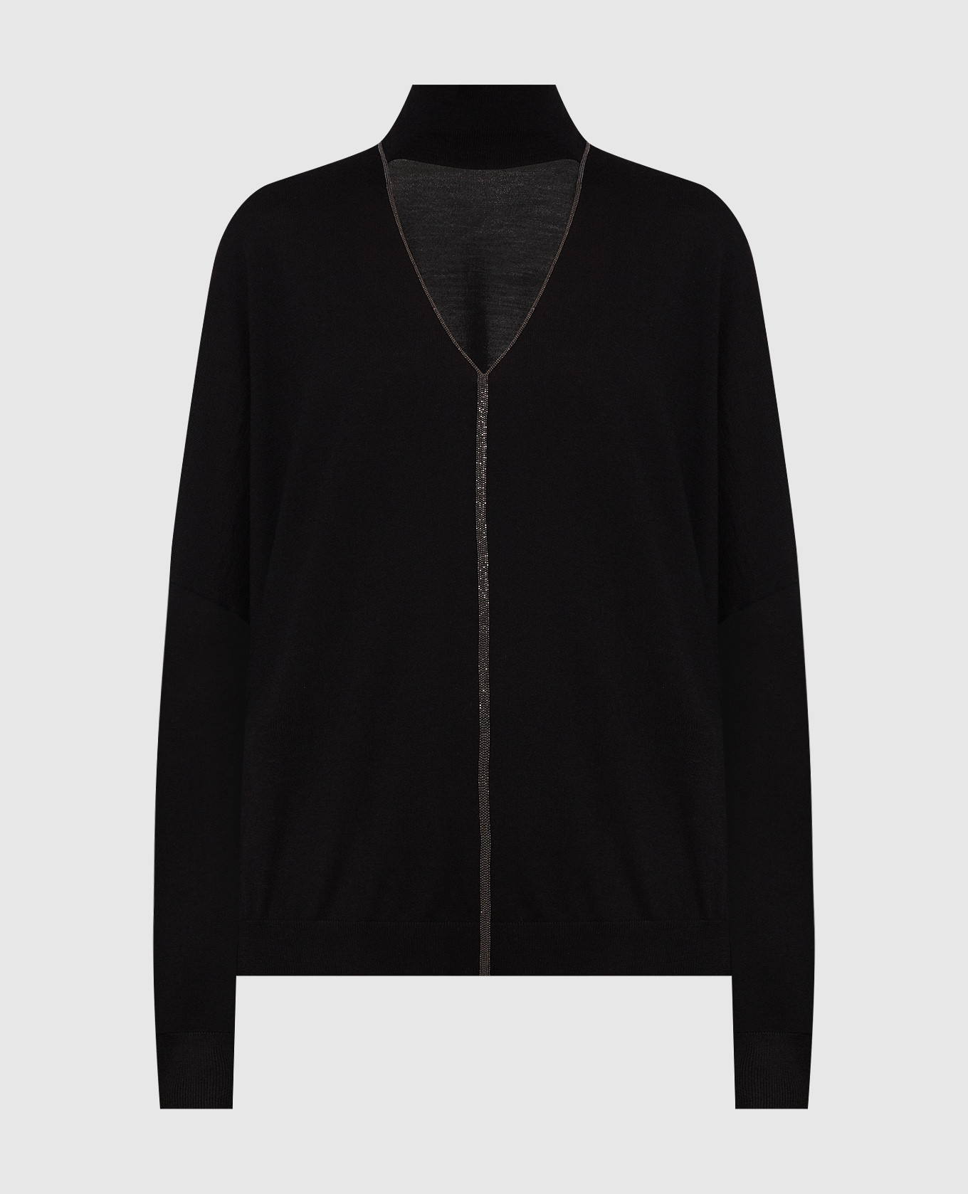 

Black wool and cashmere pullover with eco-brass Brunello Cucinelli, Черный