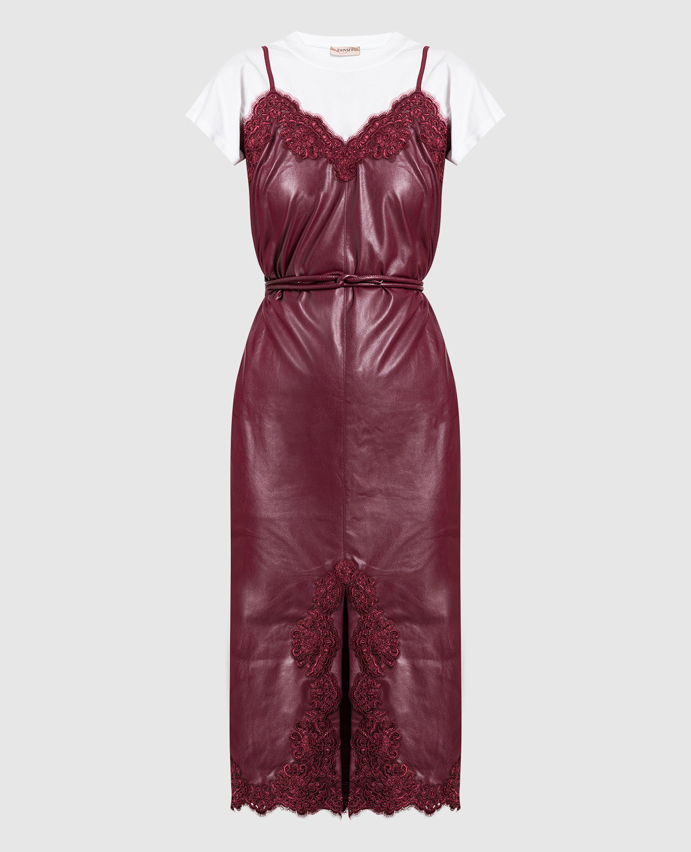 

Burgundy midi dress with t-shirt Twinset, Бордовый