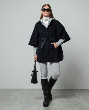 Enrico Mandelli Blue wool and cashmere cape A7D0503816
