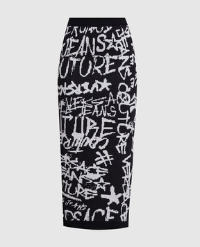 Versace Jeans Couture Logo Brush Couture black pencil skirt 75HAEM26CM27N