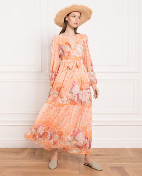 Twinset Orange floral print maxi dress 231TP2738