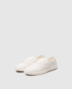 Bottega Veneta White Prov Victory Woven Leather Trainers 775319V3HB0